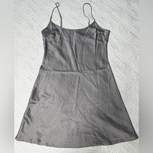 Cold Posh Silver Gray Silk Slip Chemise